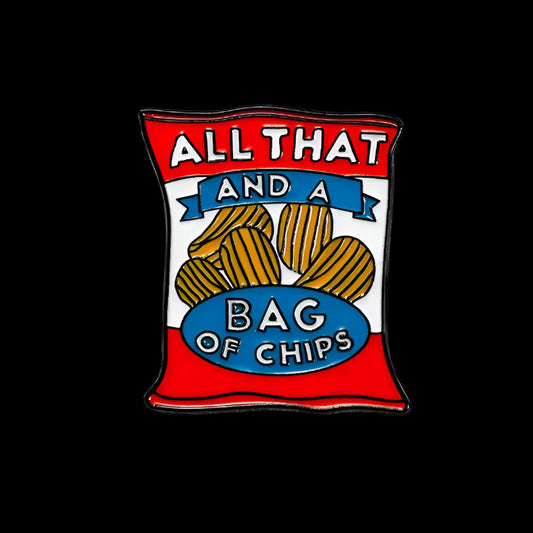 all that and a bag of chips : pins + buttons by feral