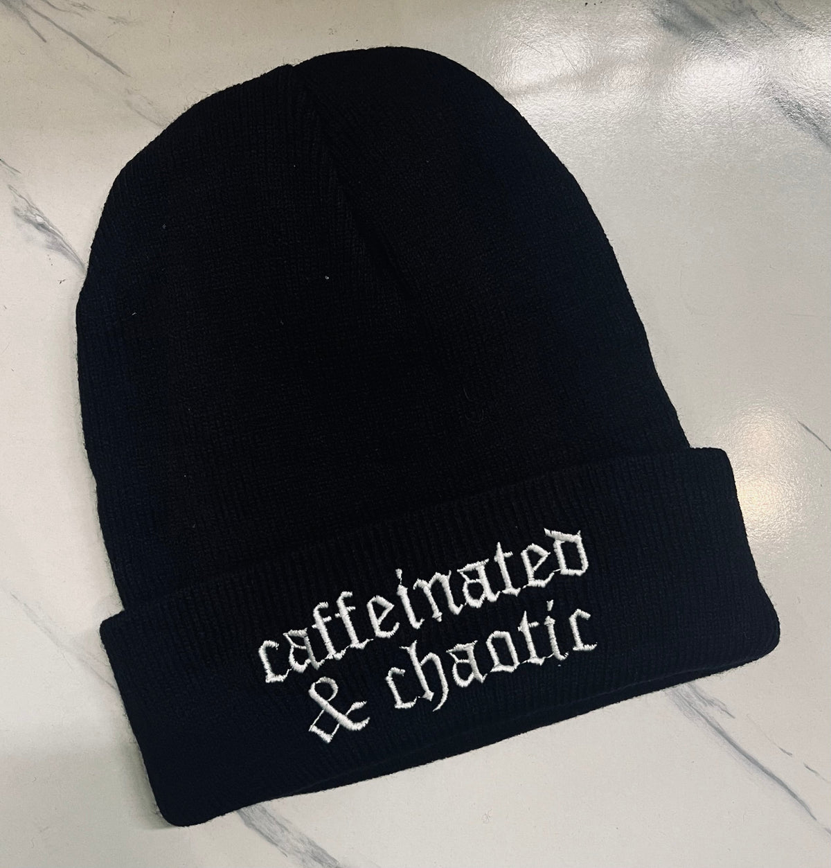Vegan Beanie - Caffeinated & Chaotic  - READY TO SHIP
