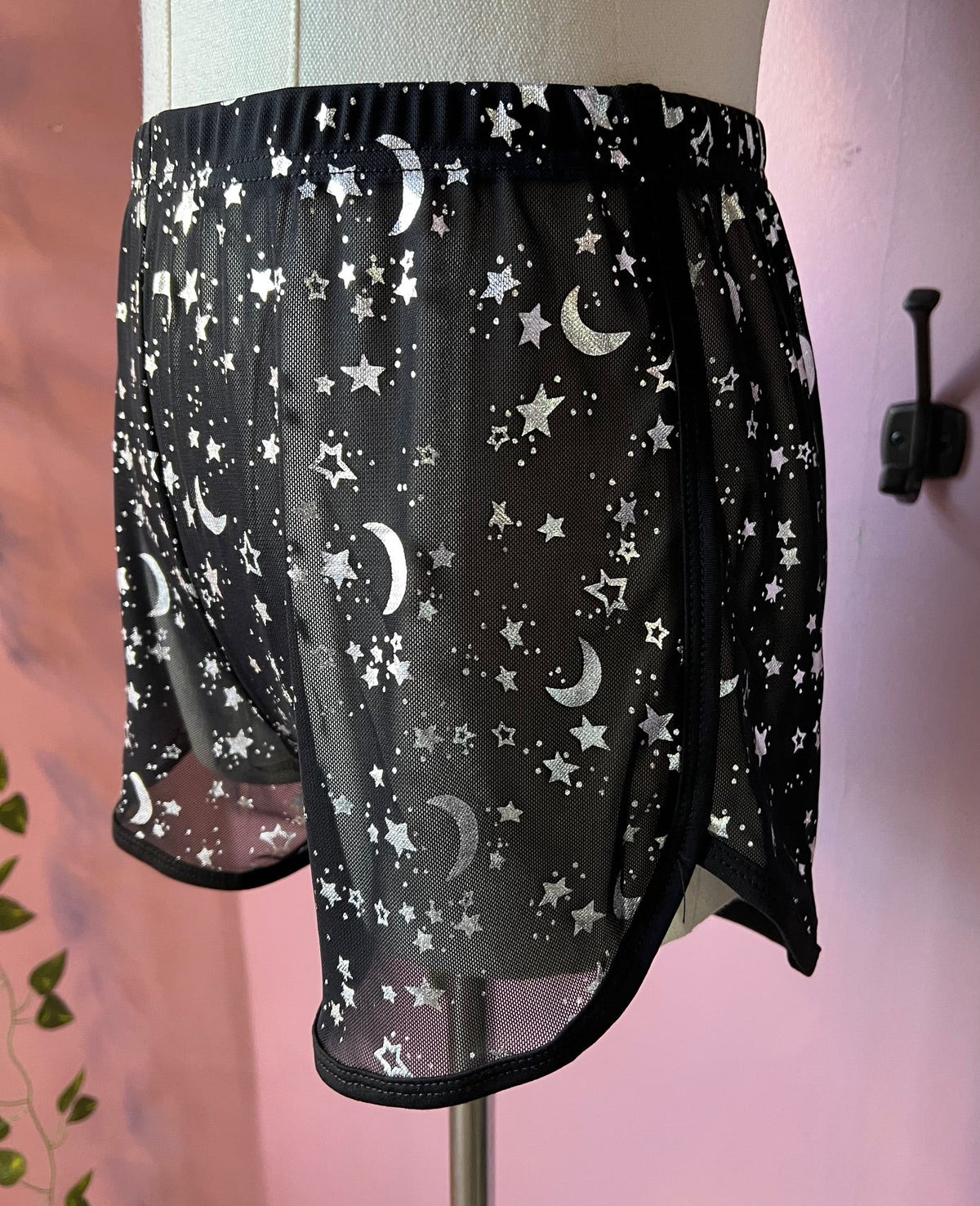 The Sinister Set - MOON & STAR - Sheer Metallic Moon & Star Bra & Shorts Set - READY TO SHIP!